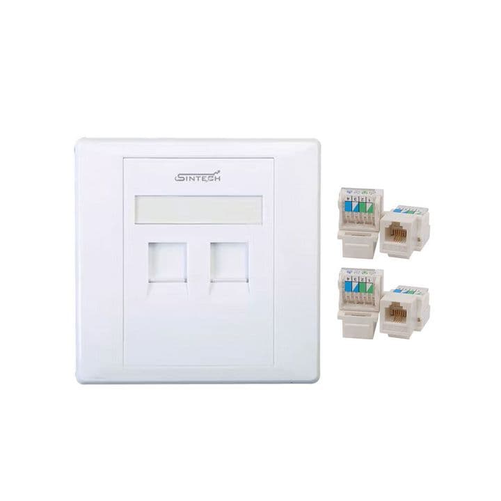 Telephone socket faceplate (double port)