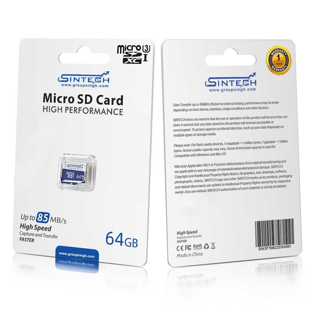 64GB Sintech Memory card (microSD 3.0)